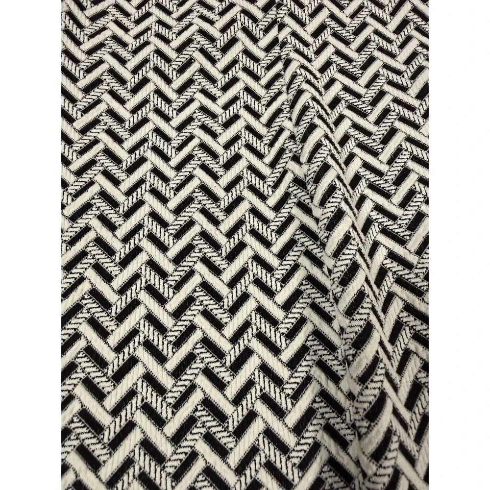 VTG Andria Lieu Womens 3 Button Black White‎ Chevron Knit Jacket 3/4 Sleeve Sz L